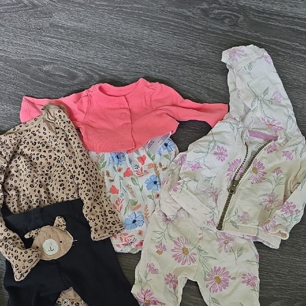 Floral and Animal Print Baby Clothing Set